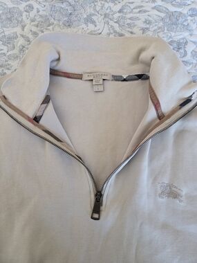 Burberry Men's Half-Zip Cotton Sweater in Beige